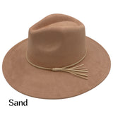 Vegan Suede Wide Brim Hat Blank with Hatband/Tassel
