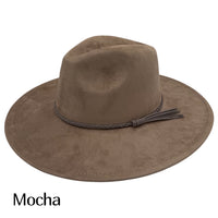 Vegan Suede Wide Brim Hat Blank with Tassel