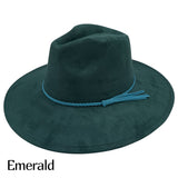 Vegan Suede Wide Brim Hat Blank with Tassel