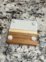 Square Marble/Acacia Coasters- set of 4