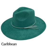 Vegan Suede Wide Brim Hat Blank with Tassel