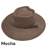 Heart Crown Vegan Suede Wide Brim Hat Blank with Hatband/Tassel