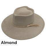 Heart Crown Vegan Suede Wide Brim Hat Blank with Hatband/Tassel