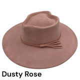 Heart Crown Vegan Suede Wide Brim Hat Blank with Hatband/Tassel