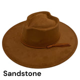 Heart Crown Vegan Suede Wide Brim Hat Blank with Hatband/Tassel