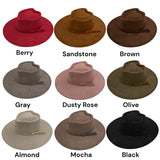 Heart Crown Vegan Suede Wide Brim Hat Blank with Hatband/Tassel