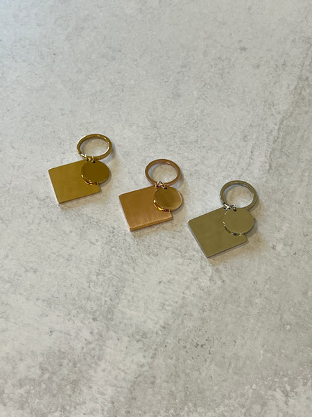 Square Keychain with round disc