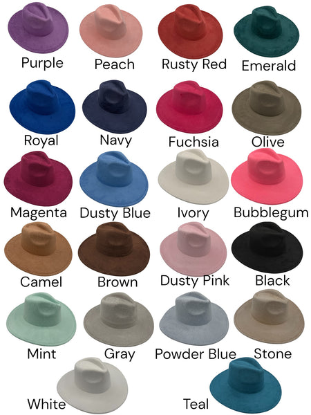 Vegan Suede Wide Brim Hat blank, Hat blank for engraving