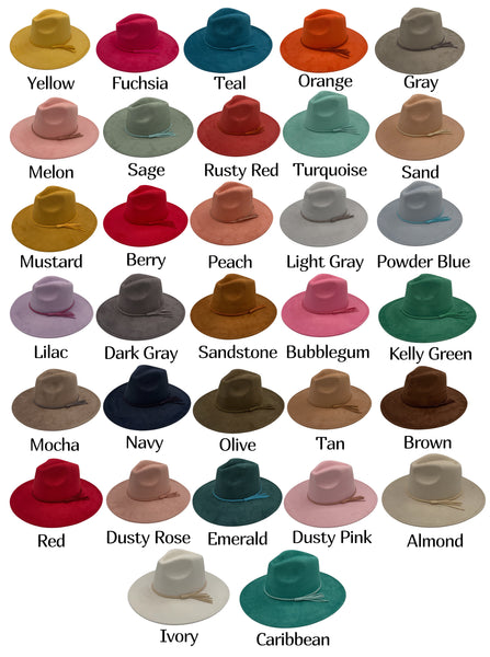 Vegan Suede Wide Brim Hat Blank with Tassel