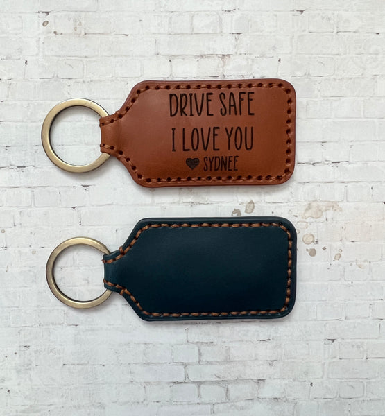 Leather Rectangle Keychain