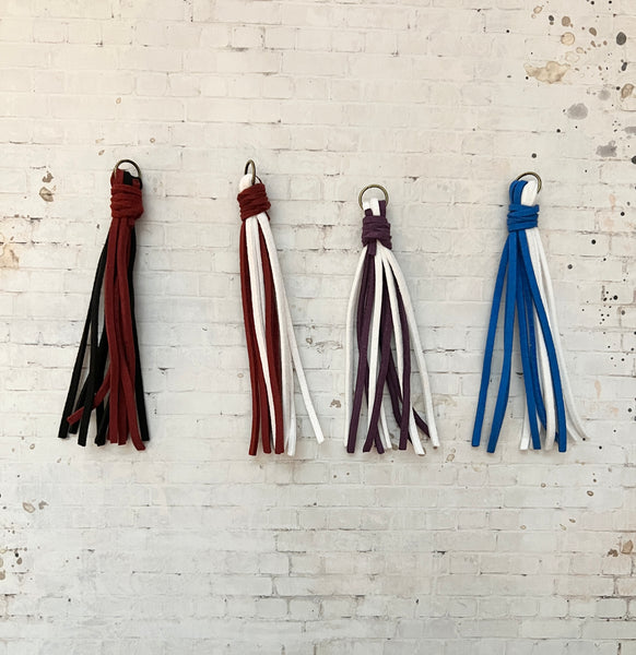 4" mixed color tassels with bronze hardware