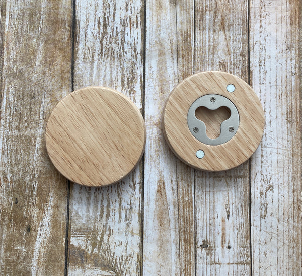 Round Wood Bottle Opener with Magnet