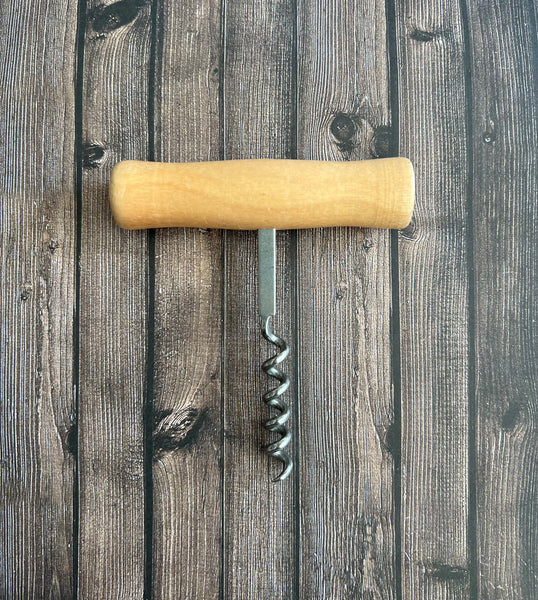 Wood corkscrew wine bottle opener